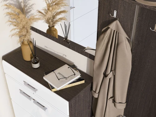 Комод Вегас 2д1ящ, белый глянец/венге