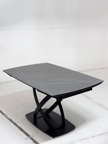 Стол FOGGIA 140 KL-136 Серый мрамор матовый, итальянская керамика/ черный каркас, ®DISAUR