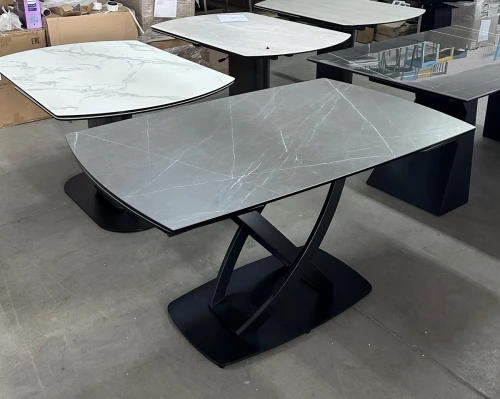 Стол FOGGIA 140 KL-136 Серый мрамор матовый, итальянская керамика/ черный каркас, ®DISAUR