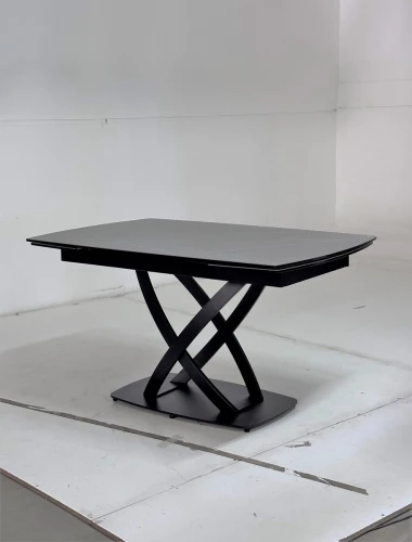 Стол FOGGIA 140 KL-136 Серый мрамор матовый, итальянская керамика/ черный каркас, ®DISAUR