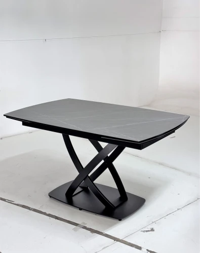 Стол FOGGIA 140 KL-136 Серый мрамор матовый, итальянская керамика/ черный каркас, ®DISAUR