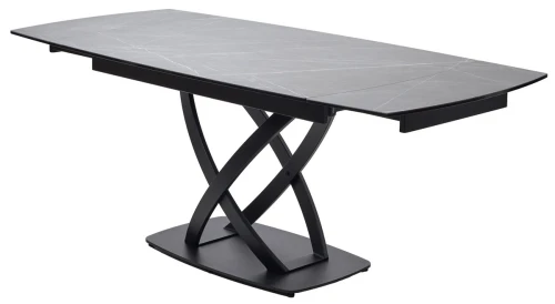 Стол FOGGIA 140 KL-136 Серый мрамор матовый, итальянская керамика/ черный каркас, ®DISAUR