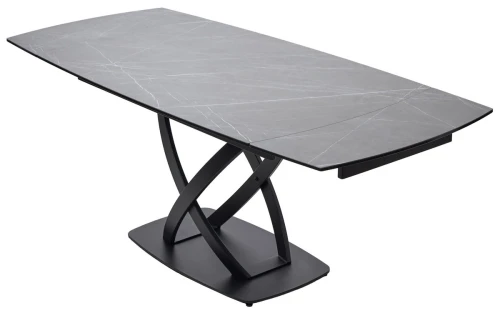 Стол FOGGIA 140 KL-136 Серый мрамор матовый, итальянская керамика/ черный каркас, ®DISAUR