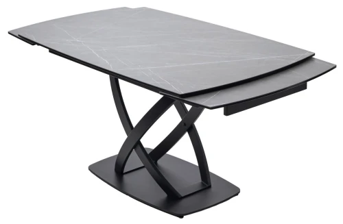Стол FOGGIA 140 KL-136 Серый мрамор матовый, итальянская керамика/ черный каркас, ®DISAUR