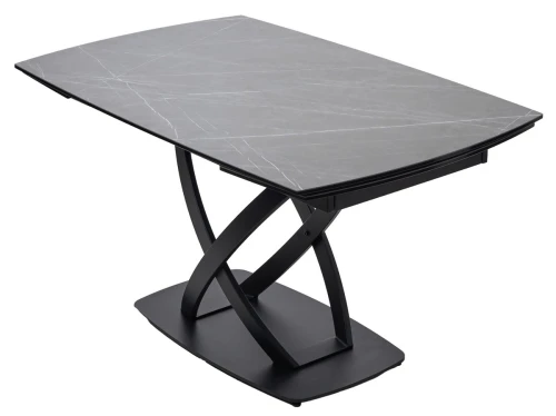 Стол FOGGIA 140 KL-136 Серый мрамор матовый, итальянская керамика/ черный каркас, ®DISAUR