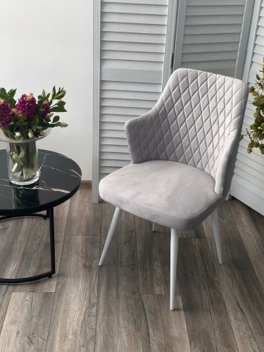 Стул HERMAN 360 град. BM-4 СВЕТЛО-СЕРЫЙ, велюр / белый каркас М-City