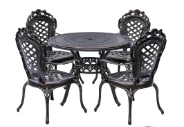 Комплект из литого алюминия стол ОРХИДЕЯ «ORCHID» D100 арт.6053 + 4 кресла ФИНЛЯНДИЯ «FINLAND»