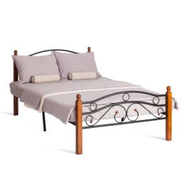 Кровать AT-803 дерево гевея/металл, 120*200 см (middle bed), красный дуб/черный