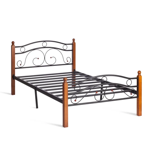 Кровать AT-803 дерево гевея/металл, 120*200 см (middle bed), красный дуб/черный