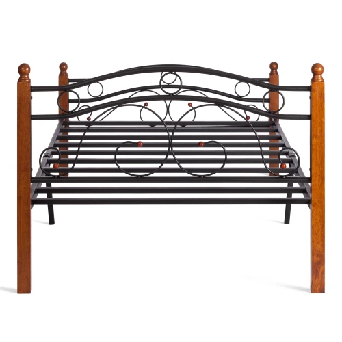 Кровать AT-803 дерево гевея/металл, 120*200 см (middle bed), красный дуб/черный