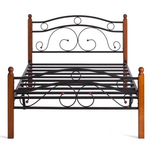 Кровать AT-803 дерево гевея/металл, 120*200 см (middle bed), красный дуб/черный