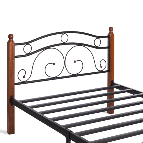 Кровать AT-803 дерево гевея/металл, 120*200 см (middle bed), красный дуб/черный