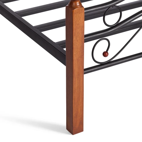 Кровать AT-803 дерево гевея/металл, 120*200 см (middle bed), красный дуб/черный