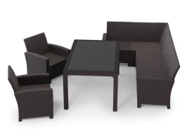 Комплект мебели под ротанг Калифорния “California“ с угловым диваном 240х136 см арт.80497 без подушек столом 165х95 см и 2 кресела