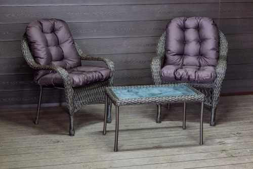 Садовый комплект из искусственного ротанга Мэдисон НЬЮ (Medison NEW) Balcony set с прямоугольным столиком с подушками на сиденье и спинку