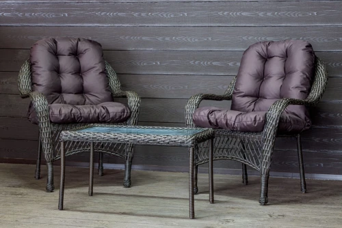Садовый комплект из искусственного ротанга Мэдисон НЬЮ (Medison NEW) Balcony set с прямоугольным столиком с подушками на сиденье и спинку