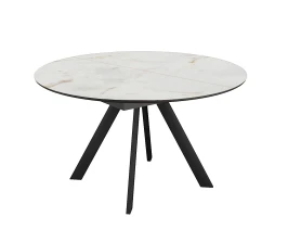 Стол DikLine SKC120 d1200 Керамика глянец Ostra Bianco (мрамор глянец белый)/подстолье черное/опоры черные
