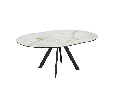 Стол DikLine SKC120 d1200 Керамика глянец Ostra Bianco (мрамор глянец белый)/подстолье черное/опоры черные