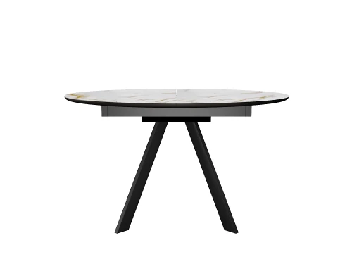 Стол DikLine SKC120 d1200 Керамика глянец Ostra Bianco (мрамор глянец белый)/подстолье черное/опоры черные