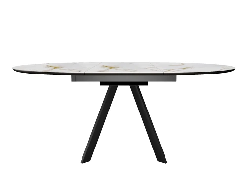 Стол DikLine SKC120 d1200 Керамика глянец Ostra Bianco (мрамор глянец белый)/подстолье черное/опоры черные