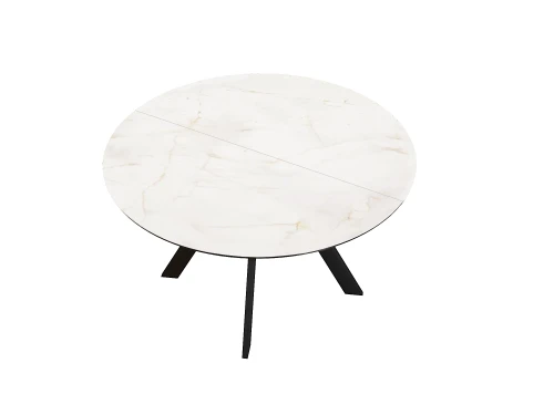 Стол DikLine SKC120 d1200 Керамика глянец Ostra Bianco (мрамор глянец белый)/подстолье черное/опоры черные