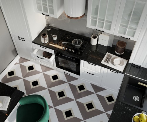 Трехуровневая кухня Прага 3200х1800 Белое дерево МДФ ПВХ угловая