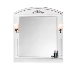 Зеркало Белладжио 75, патина серебро, левое, белое, со светильником