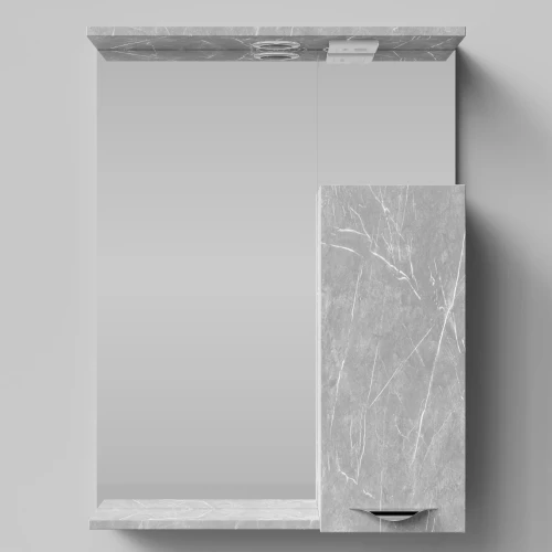 Зеркало Марко 60, ручки Хром, Мрамор Белый софт тач 4044-2, правый