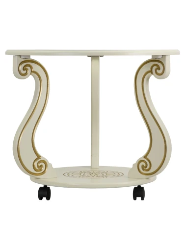 Стол журнальный Грация (С) на колесах слоновая кость/золото