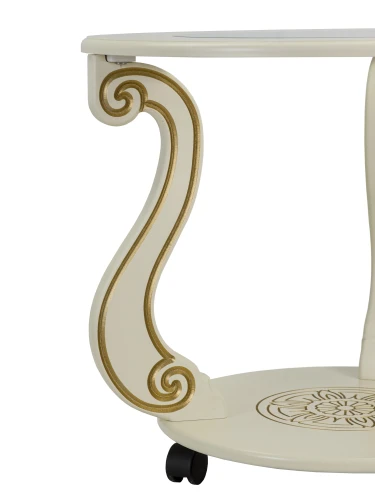 Стол журнальный Грация (С) на колесах слоновая кость/золото