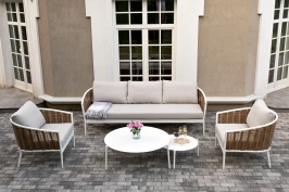 "Тоскана" лаунж-зона из искусственного ротанга, цвет соломенный