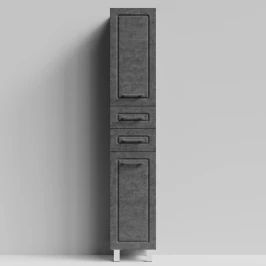 Пенал Арабеска 35 напольный, Серый камень ПВХ 57806, правый, бельевая корзина