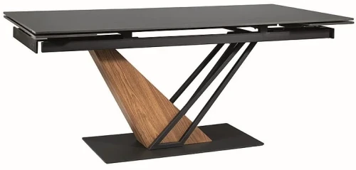 DT180 Стол обеденный Vic Dark grey 180-240/90*76, керамическая столешница, основание металл/дерево
