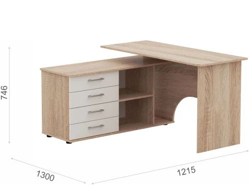 Стол «Гарвард» ЛВ 130х120, Дуб сонома/Белый