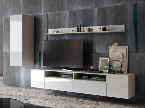 Тумба «Женева 2Д"Я» КМК 0889.2, Белая/ Белый глянец