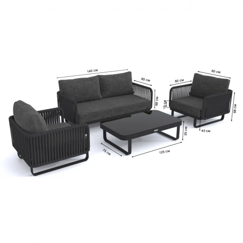 Лаунж зона BELLISA с двухместным диваном - маренго