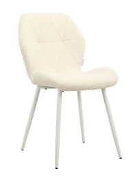 DC826 Стул мягкий, БЕЖЕВЫЙ#T-10 букля, каркас металл белый КРУГЛЫЙ