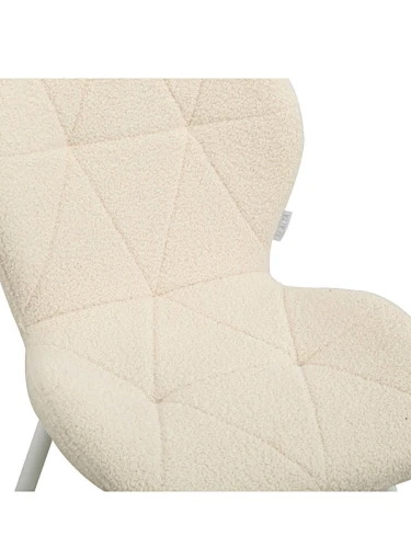 DC826 Стул мягкий, БЕЖЕВЫЙ#T-10 букля, каркас металл белый КРУГЛЫЙ