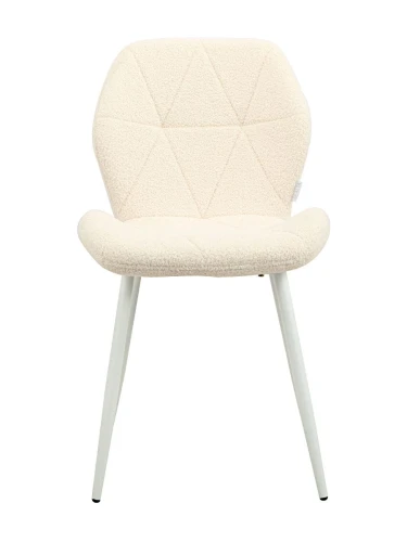 DC826 Стул мягкий, БЕЖЕВЫЙ#T-10 букля, каркас металл белый КРУГЛЫЙ