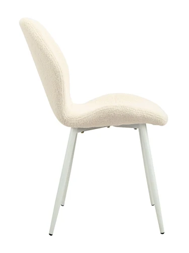 DC826 Стул мягкий, БЕЖЕВЫЙ#T-10 букля, каркас металл белый КРУГЛЫЙ