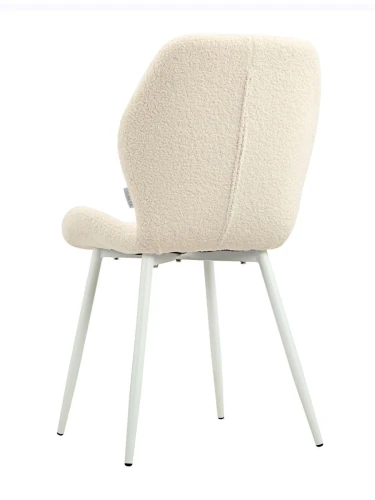 DC826 Стул мягкий, БЕЖЕВЫЙ#T-10 букля, каркас металл белый КРУГЛЫЙ