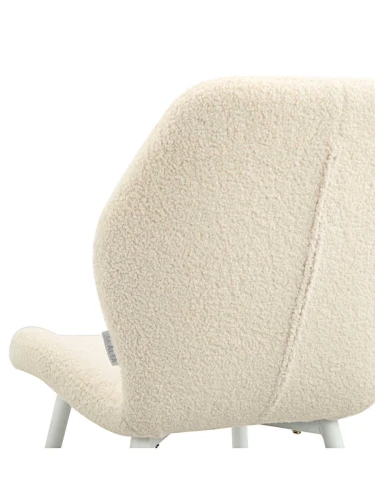 DC826 Стул мягкий, БЕЖЕВЫЙ#T-10 букля, каркас металл белый КРУГЛЫЙ