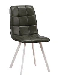 C919/DC809 Стул мягкий, ЗЕЛЕНЫЙ#19-12 экокожа, каркас металл белый КВАДРАТ