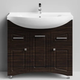 Тумба Адам 90 напольный, Палисандр ПВХ 43101, правый Vodok с раковиной в комплекте