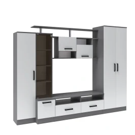 Стенка в гостиную Оскар-5, Графит серый, Камень серый