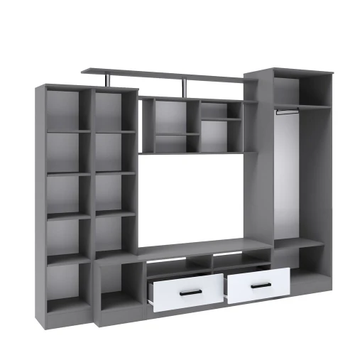 Стенка в гостиную Оскар-5, Графит серый, Камень серый