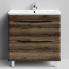 Тумба Адель 80 напольный, Дуб крымский коричневый ПВХ 131005-9005 Vodok с раковиной в комплекте