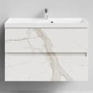 Тумба Бест 90 подвесной, Мрамор Белый натур милк ПВХ 2537 Vodok с раковиной в комплекте Тумба Бест 90 подвесной, Мрамор Белый натур милк ПВХ 2537 Vodok с раковиной в комплекте