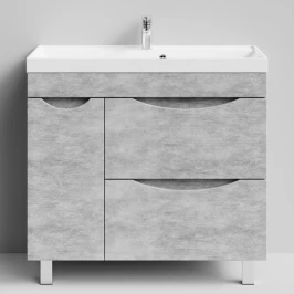 Тумба Лайт 90 напольный, Горный камень ПВХ 57807, 2 ящика, 1 дверь слева Vodok с раковиной в комплекте