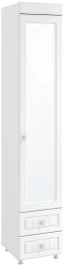 Шкаф-пенал 1дв. (гл.410) с зеркалом и ящиками Монако МН-32 белое дерево